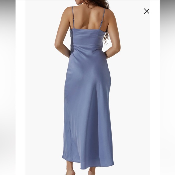 Astr The Label Satin Slipdress In Dusty Blue Midi Dress Size Small NEW - Picture 3 of 12
